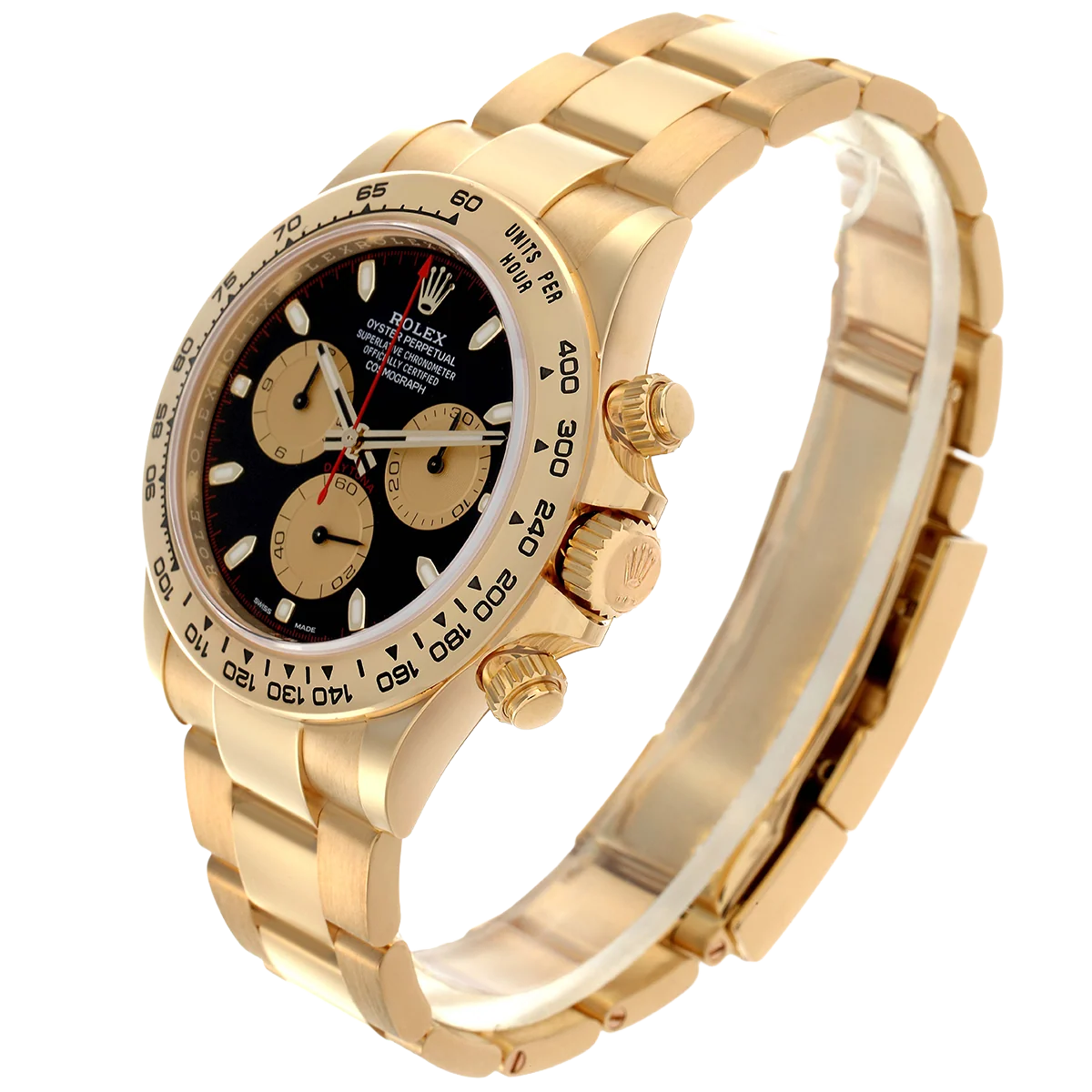 Daytona 40mm Black Dial Yellow Gold Mens Automatic Watch 116508