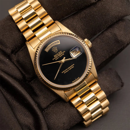 Presidential Rolex Day-Date 18038 Watch 36mm Black Onyx Dial 18K Yellow Gold