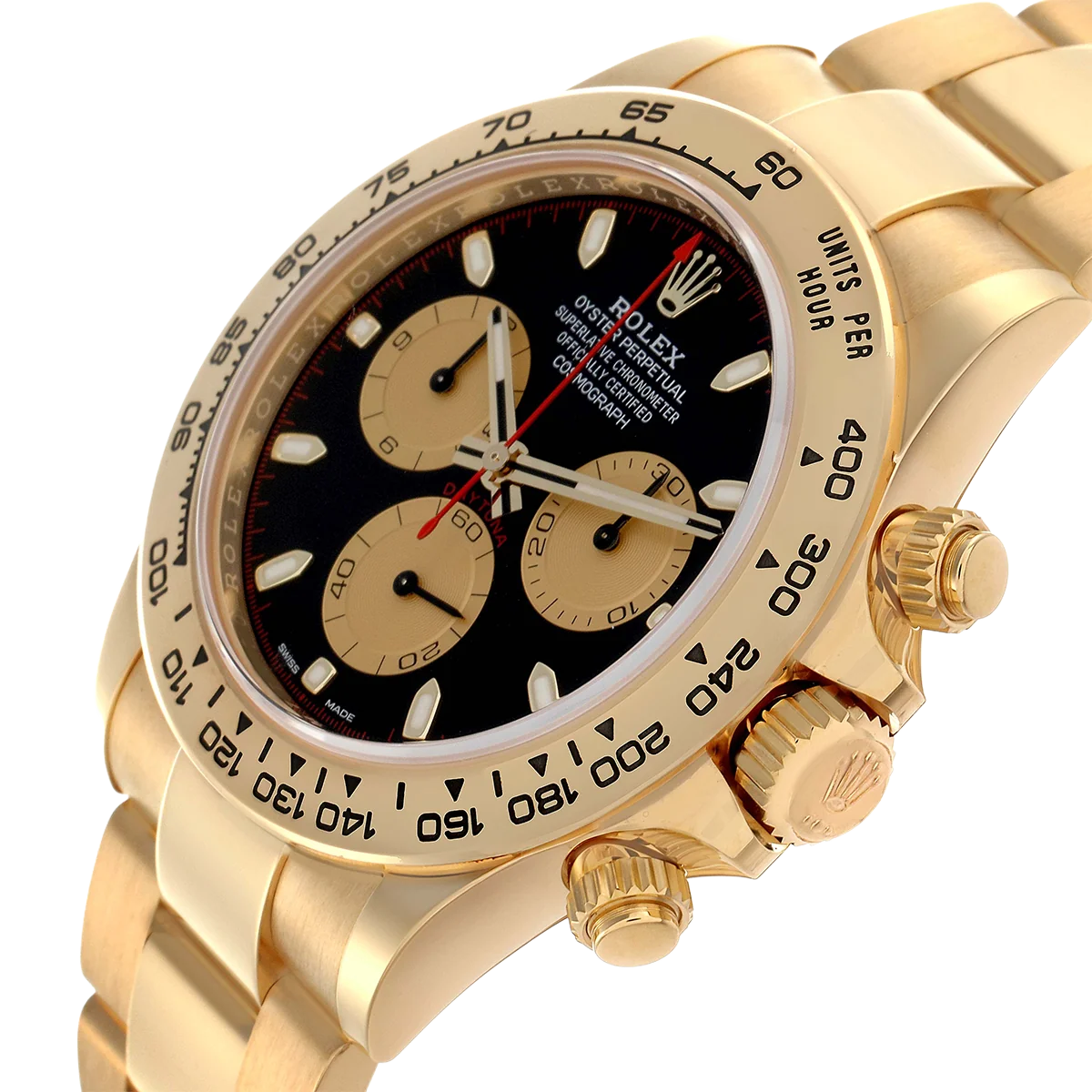 Daytona 40mm Black Dial Yellow Gold Mens Automatic Watch 116508