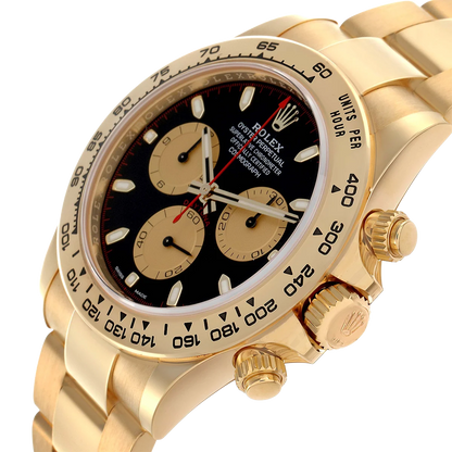 Daytona 40mm Black Dial Yellow Gold Mens Automatic Watch 116508
