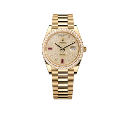 Day-Date 40mm Yellow Gold Diamond Ruby Pave Dial Diamond Bezel 228348RBR