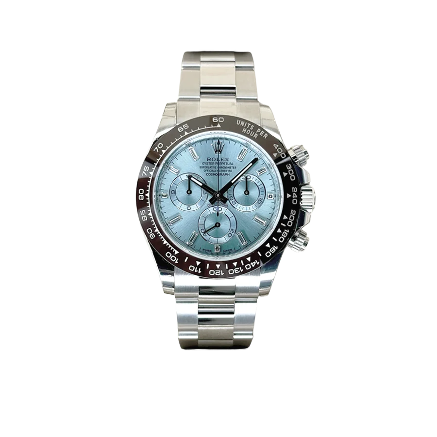 Daytona 40mm 116506 Platinum Ice Blue Diamond Baguette Dial