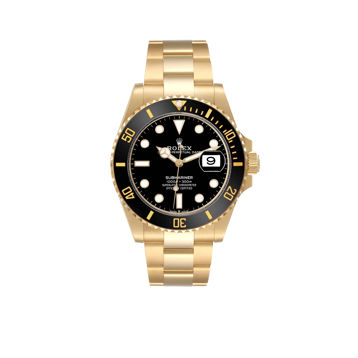Submariner 41mm Yellow Gold Black Dial Bezel Mens Watch 126618