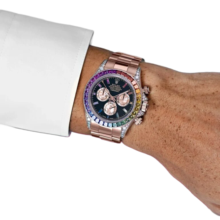 Daytona 116595RBOW Rainbow Rose Gold Black Dial Sapphire Bezel