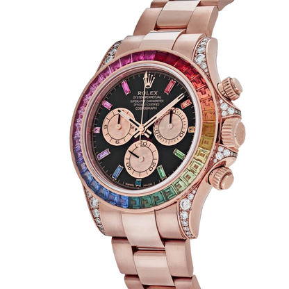 Daytona 116595RBOW Rainbow Rose Gold Black Dial Sapphire Bezel