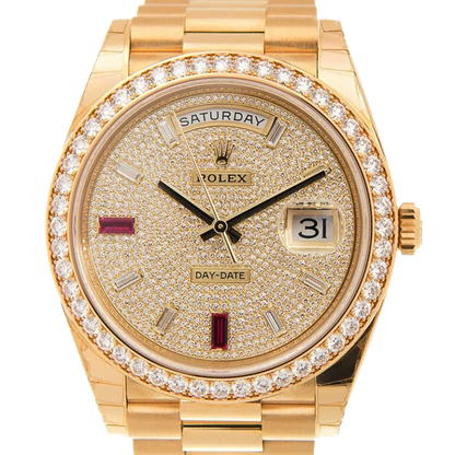 Day-Date 40mm Yellow Gold Diamond Ruby Pave Dial Diamond Bezel 228348RBR