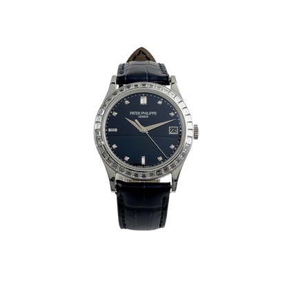 Calatrava 38mm 5298P-012 Platinum Black Diamond Dial Diamond Bezel