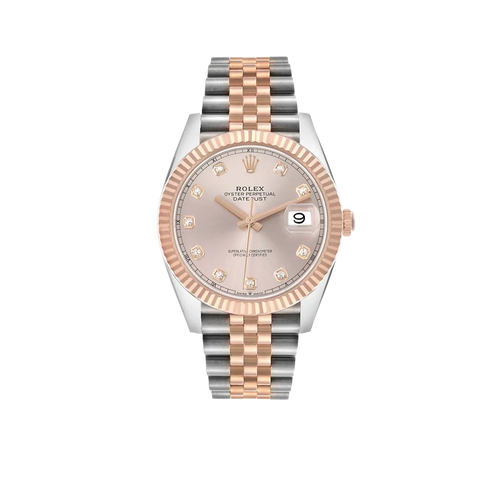 Datejust 41 Steel Everose Gold Sundust Diamond Dial Mens Watch 126331