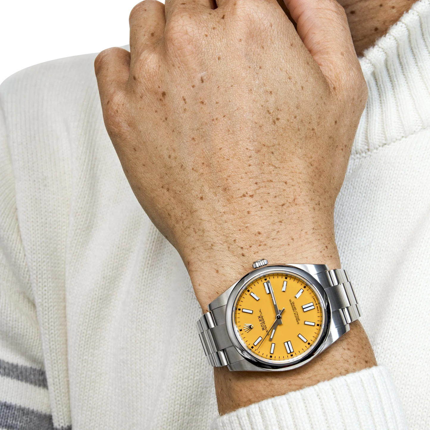 Oyster Perpetual 41mm Stainless Steel Yellow Dial Men Watch 124300-0004