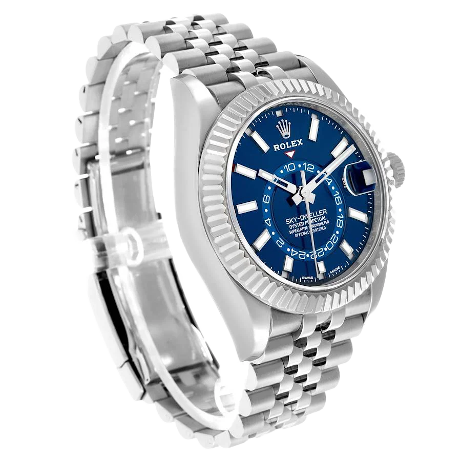 Sky-Dweller 42mm Steel White Gold Blue Dial Mens Watch 326934
