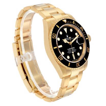 Submariner 41mm Yellow Gold Black Dial Bezel Mens Watch 126618