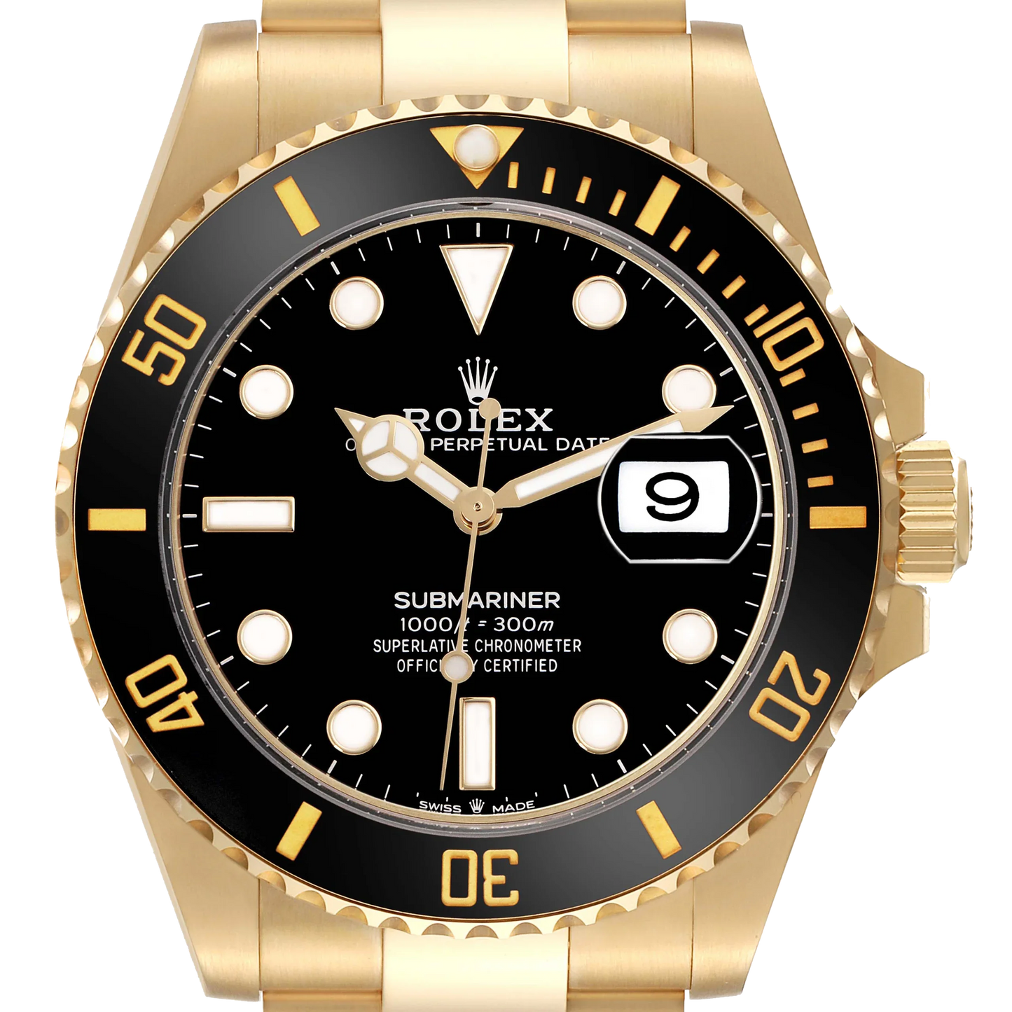 Submariner 41mm Yellow Gold Black Dial Bezel Mens Watch 126618